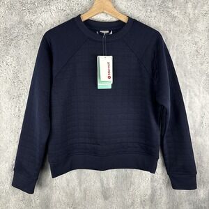 NWT Marmot Womens Roice Quilted Long Sleeve Crewneck Sweatshirt Navy Blue Medium